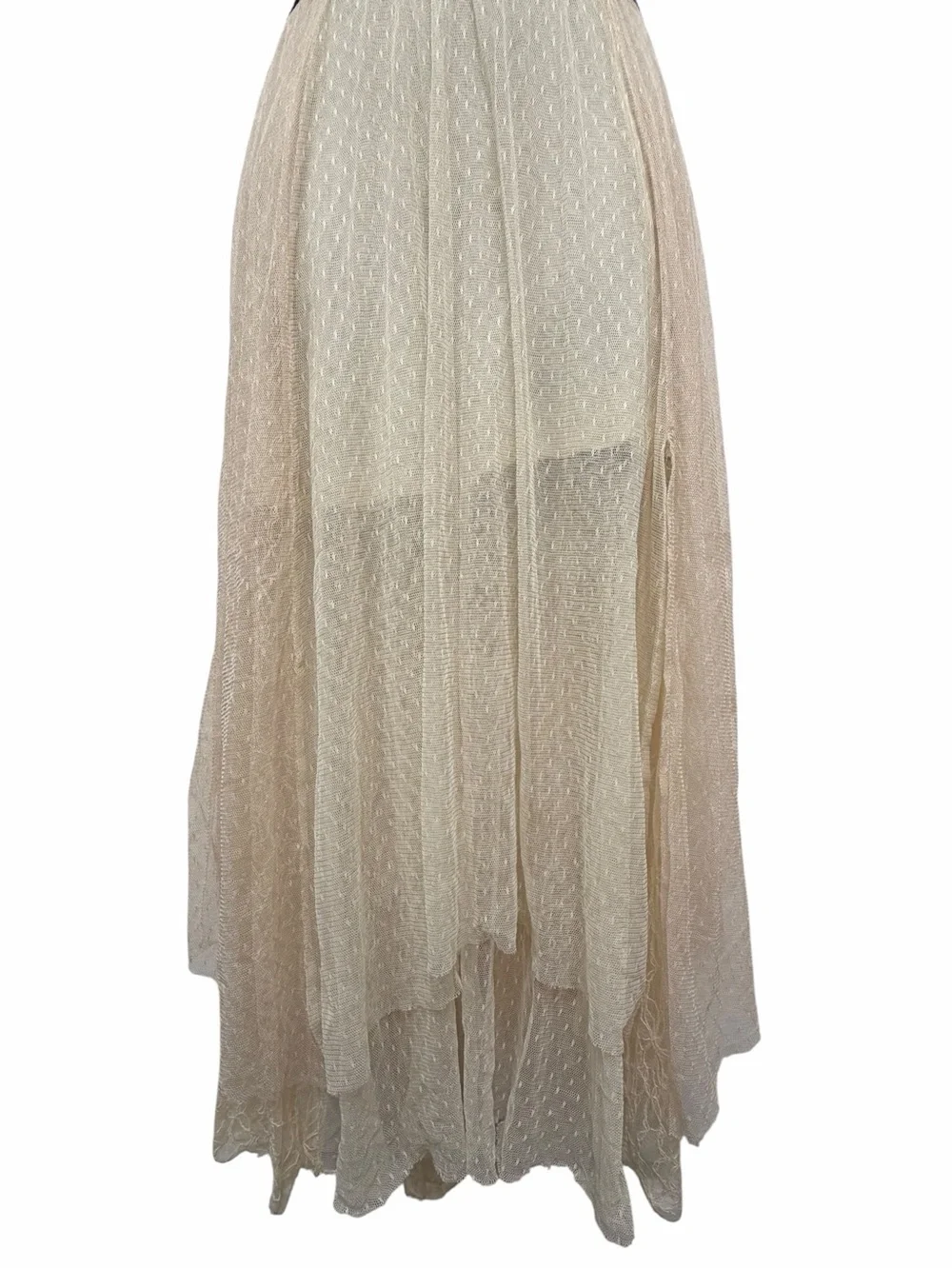 Free People XS Y2K Boho Layered Lace Mesh Handkerchief Midi Skirt